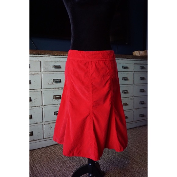 Anthropologie Dresses & Skirts - Anthropologie Corduroy Godet Red Flare Skirt